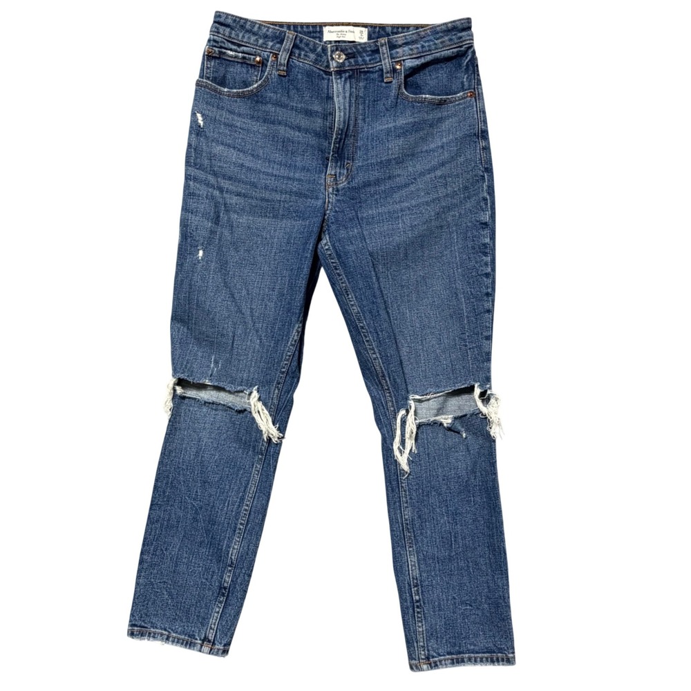 Abercrombie & Fitch Curve Love The Skinny High Rise‎ Distressed Jeans 28 6S Blue